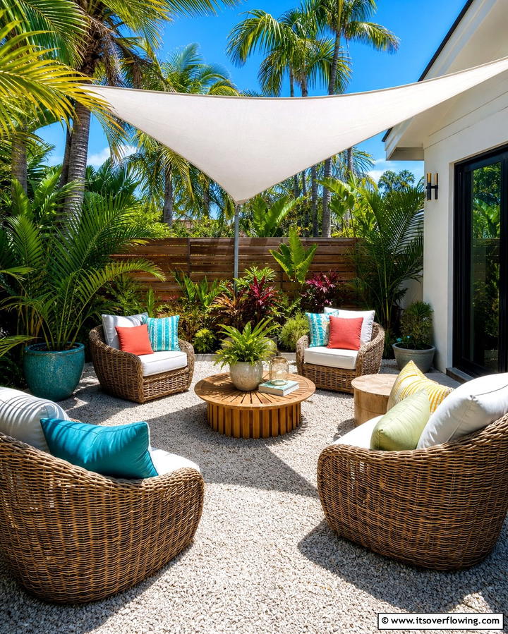 Gravel Seating Areas with Shade Structures - 25 Gravel Garden Ideas for Low Maintenance