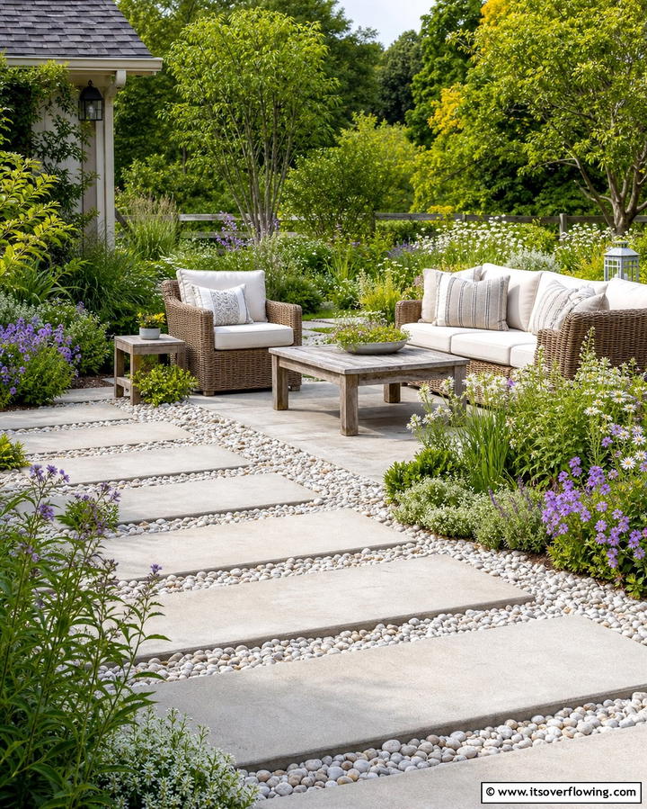 Gravel and Concrete CombinationExact - 25 Concrete Patio Ideas on a Budget for Affordable Style