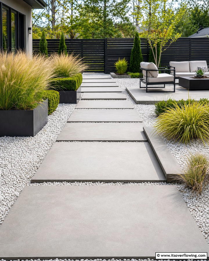 Gravel and Concrete CombinationOne - 25 Concrete Patio Ideas on a Budget for Affordable Style