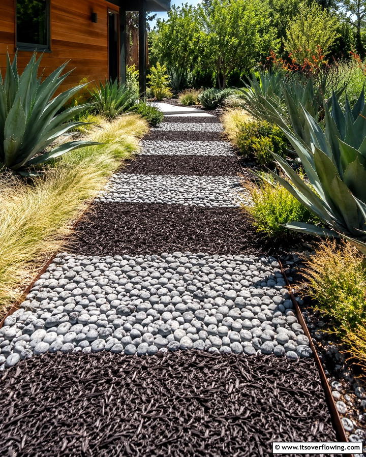 Gravel and Mulch Combination Pathway - 25 Mulch Pathway Ideas for a Beautiful Garden
