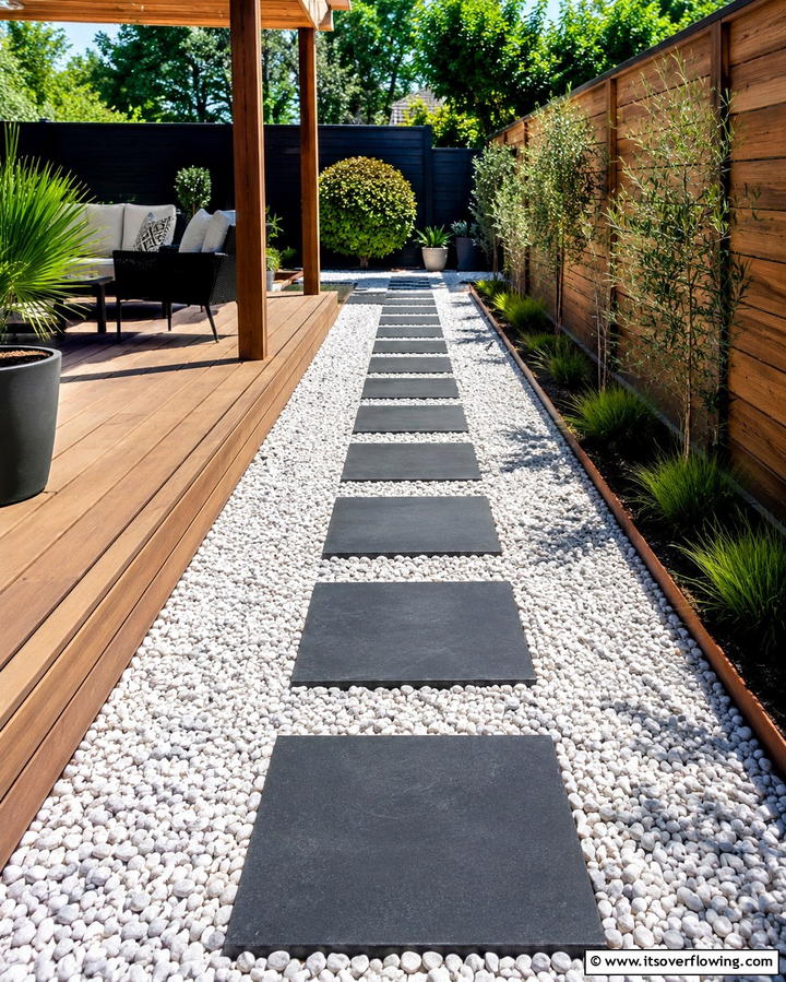 Gravel and Paver Combination - 25 Paver Walkway Ideas to Enhance Your Outdoor Space