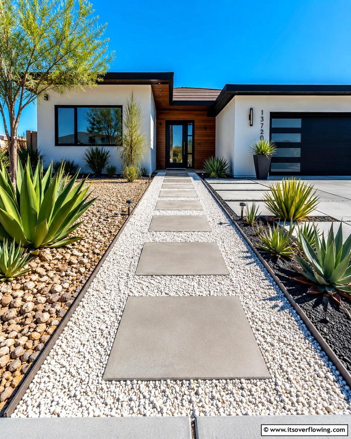 Gravel and Paver Combinations for Texture - 25 Front Walkway Ideas to Enhance Your Home’s Curb Appeal