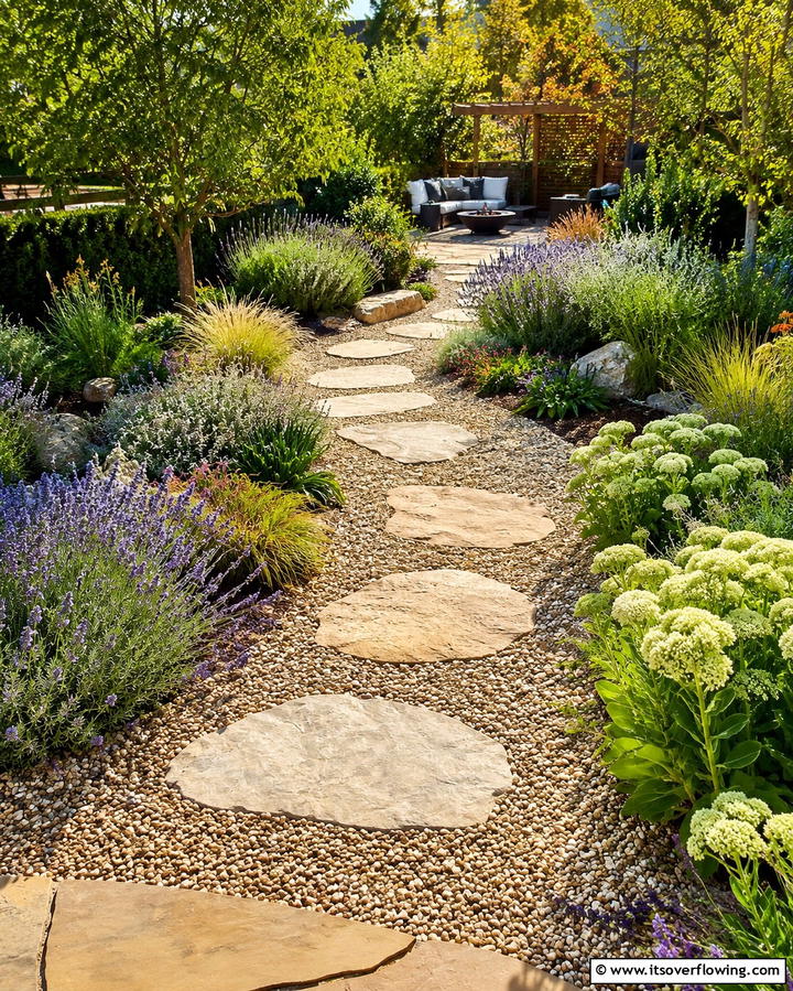 Gravel and Stone Combinations - 25 Curved Walkway Ideas for a Charming Garden Path