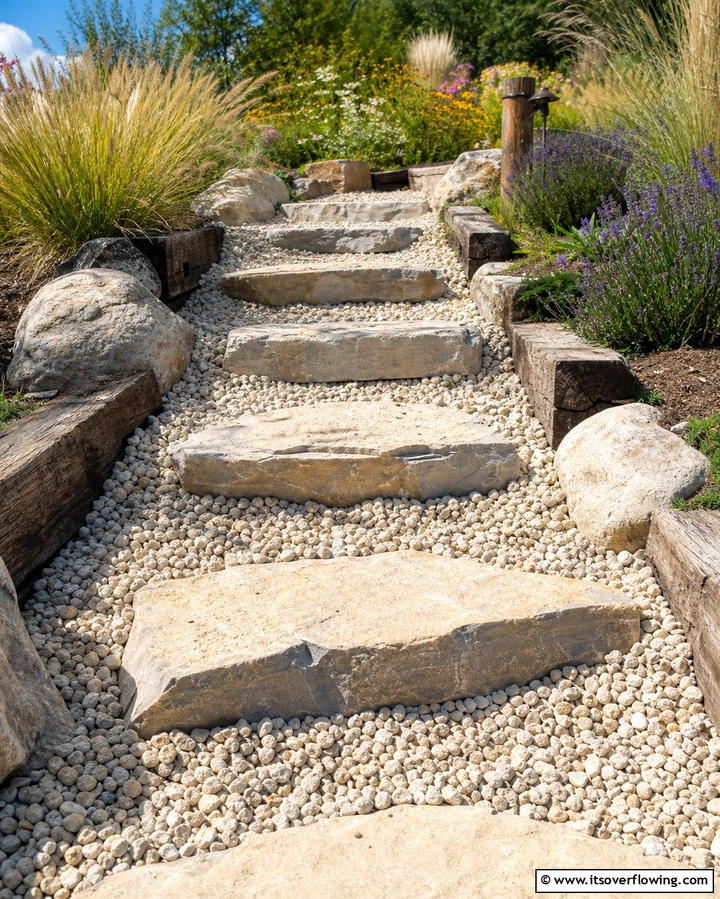 Gravel and Stone Steps - 25 Patio Steps Ideas to Enhance Your Outdoor Space