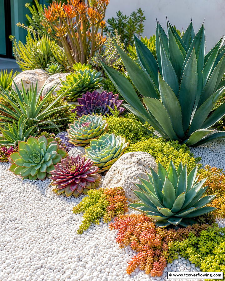 Gravel and Succulent Combination - 25 Gravel Garden Ideas for Low Maintenance