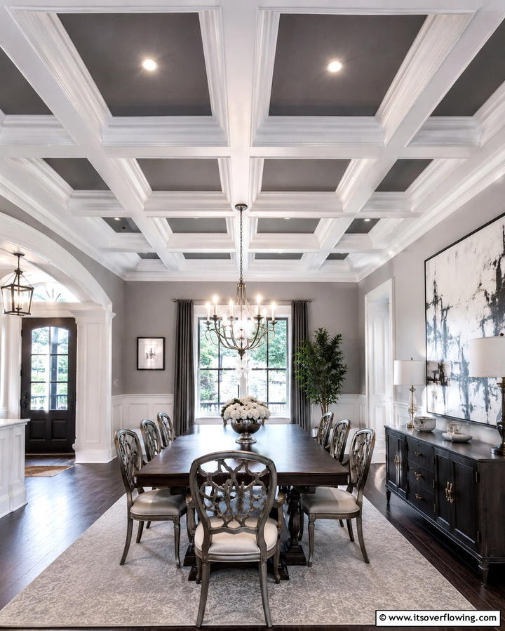 Gray Ceiling Accents - 30 Gray Dining Room Design Ideas for Modern Entertaining