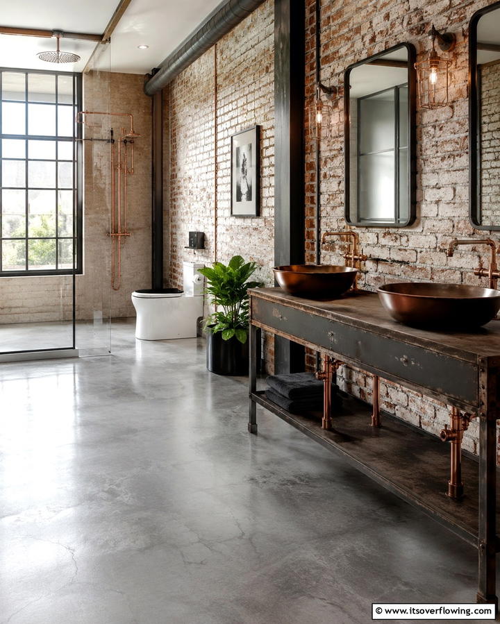 Gray Concrete Floors for Industrial Vibes - 30 Gray Floor Bathroom Design Ideas for Sleek Minimalism