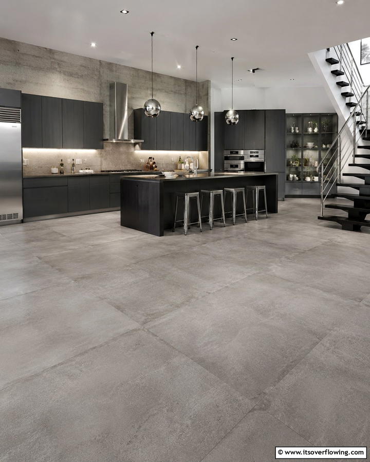 Gray Flooring to Ground the Space - 25 Gray and Black Kitchen Ideas for a Modern Look