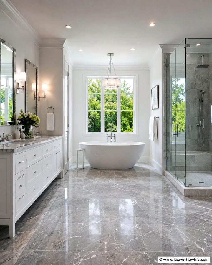 Gray Marble Elegance for a Luxe Look - 30 Gray Floor Bathroom Design Ideas for Sleek Minimalism