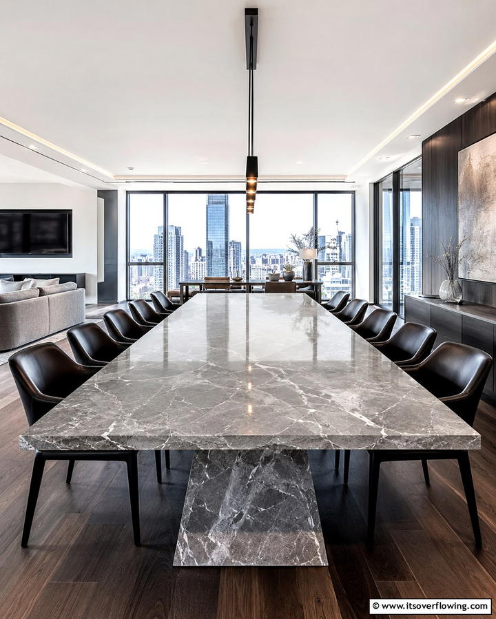 Gray Marble Tabletop - 30 Gray Dining Room Design Ideas for Modern Entertaining