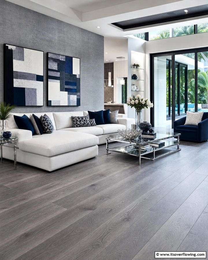 Gray Toned Floors - 25 Living Room Wood Floor Ideas for a Warm Ambiance