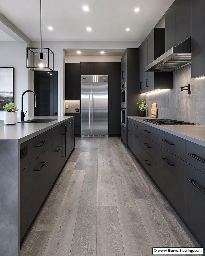 Gray Toned Wood Floors for a Contemporary Edge - 20 Kitchens With Wood Floors for a Warm and Inviting Feel