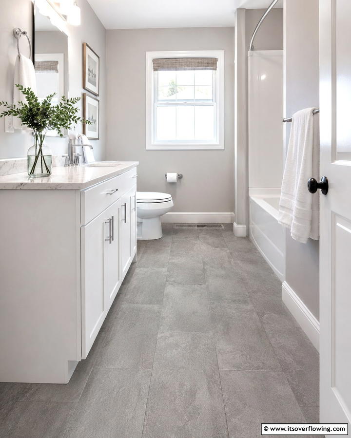 Gray Vinyl Flooring for Budget Friendly Style - 30 Gray Floor Bathroom Design Ideas for Sleek Minimalism