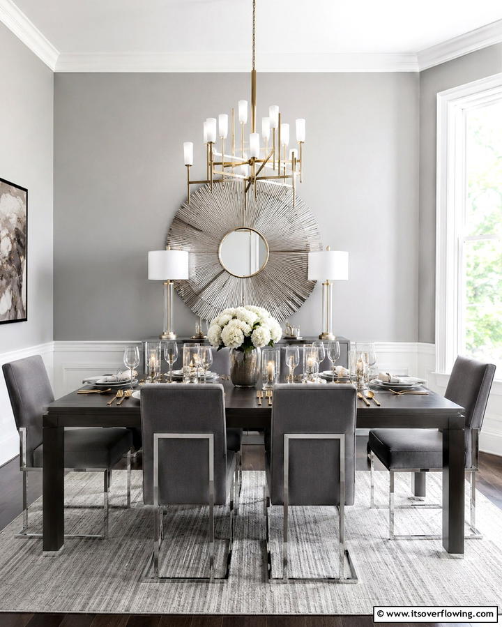 Gray and Metallic Accents - 30 Gray Dining Room Design Ideas for Modern Entertaining