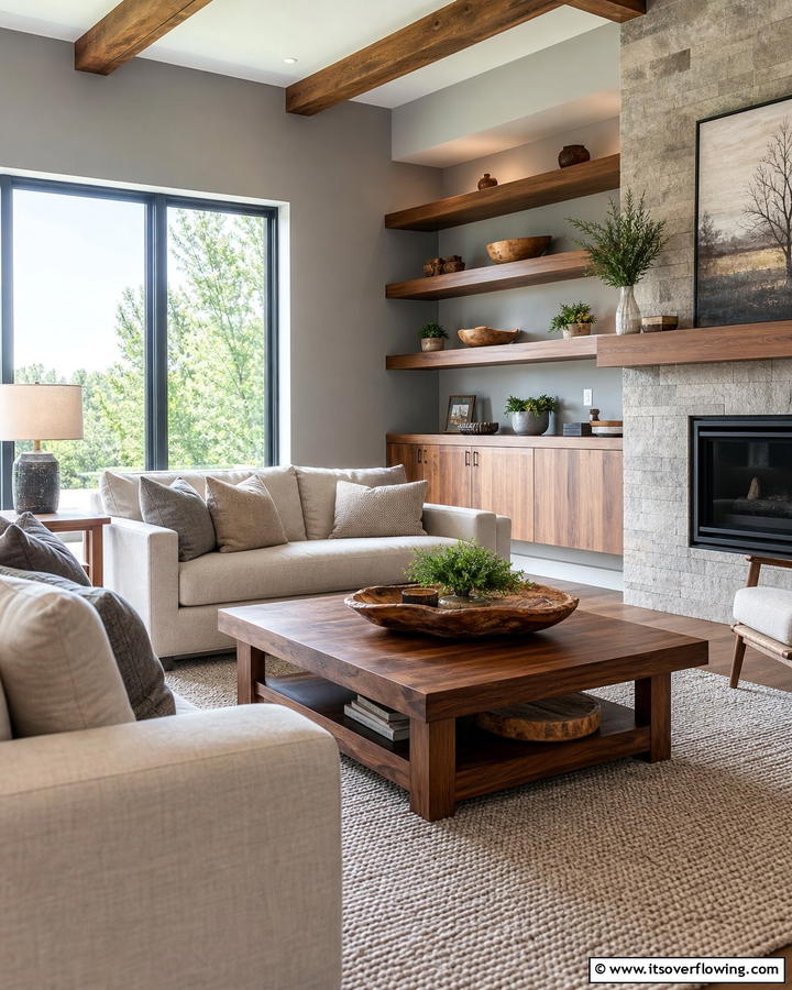 Gray with Warm Wood Elements - 21 Gray Living Room Ideas to Elevate Neutral Decor