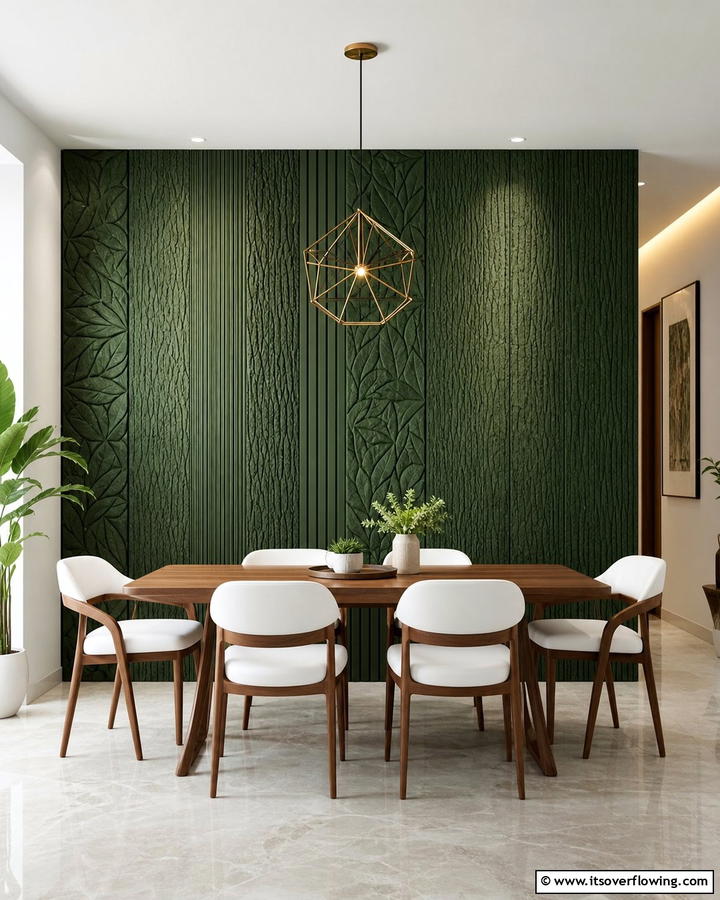 Green Accent Wall Paneling - 21 Green Dining Room Ideas to Refresh Your Dining Space