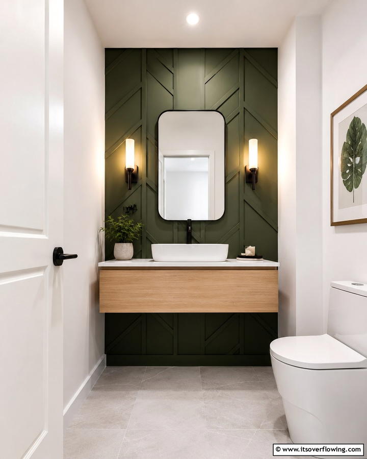 Green Accent Wall - 25 Green Powder Room Ideas for a Fresh Look