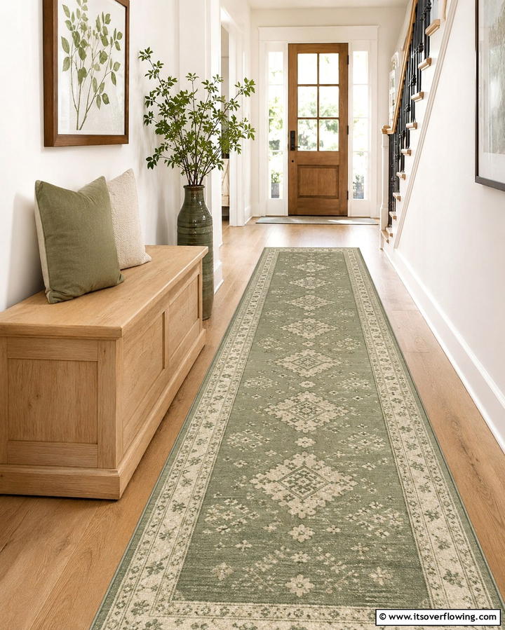 Green Area Rugs - 25 Green Hallway Ideas for a Fresh and Inviting Home
