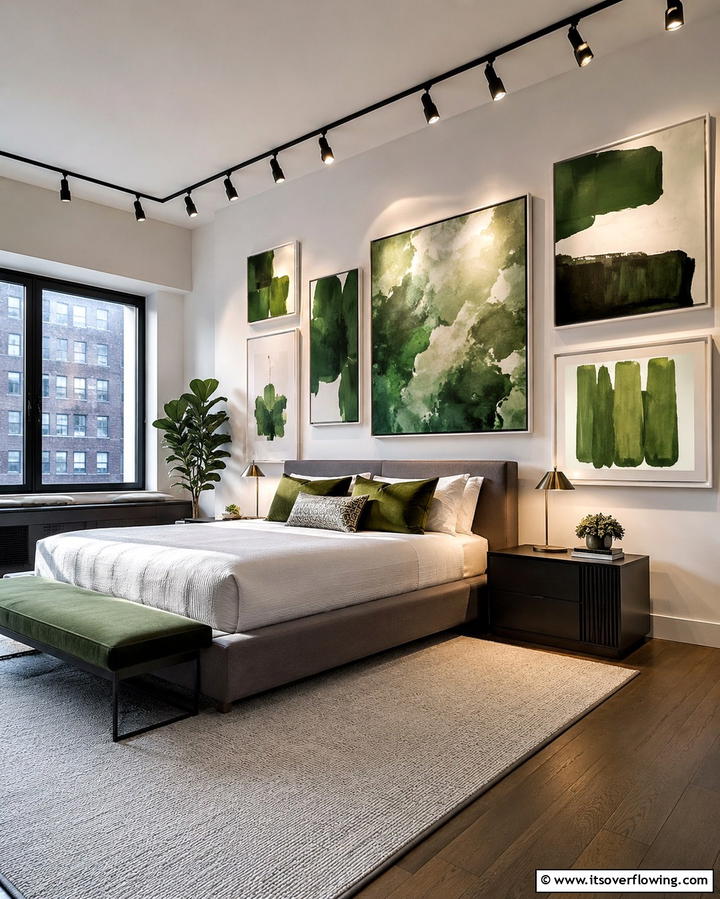 Green Artwork for a Creative Flair - 30 Green Bedroom Decor Ideas for Calming Retreats