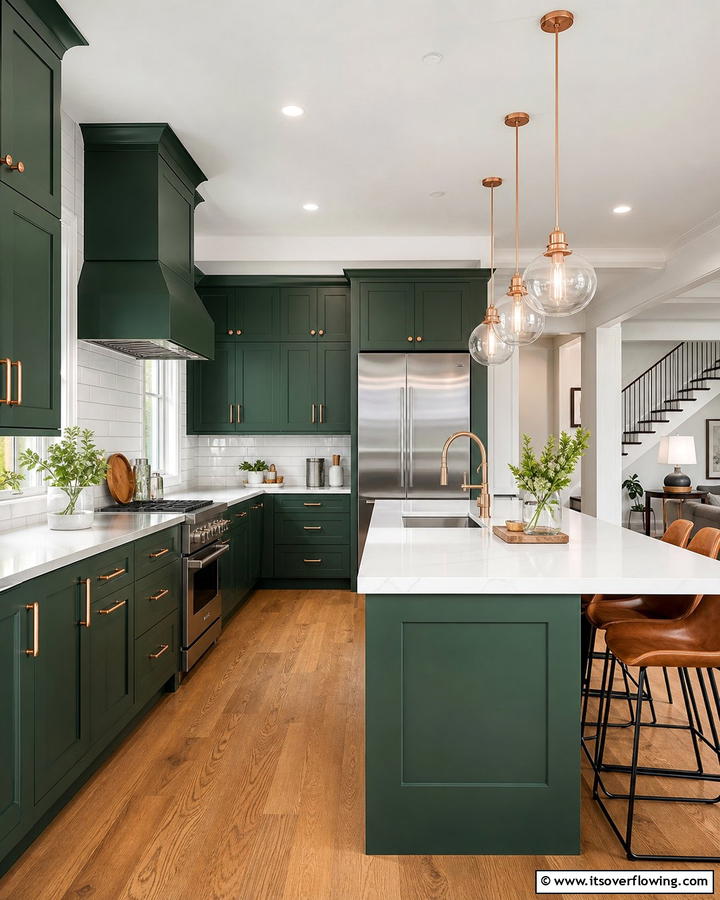 Green Cabinets with Copper Hardware - 20 Green and Copper Kitchen Ideas for a Trendy Look