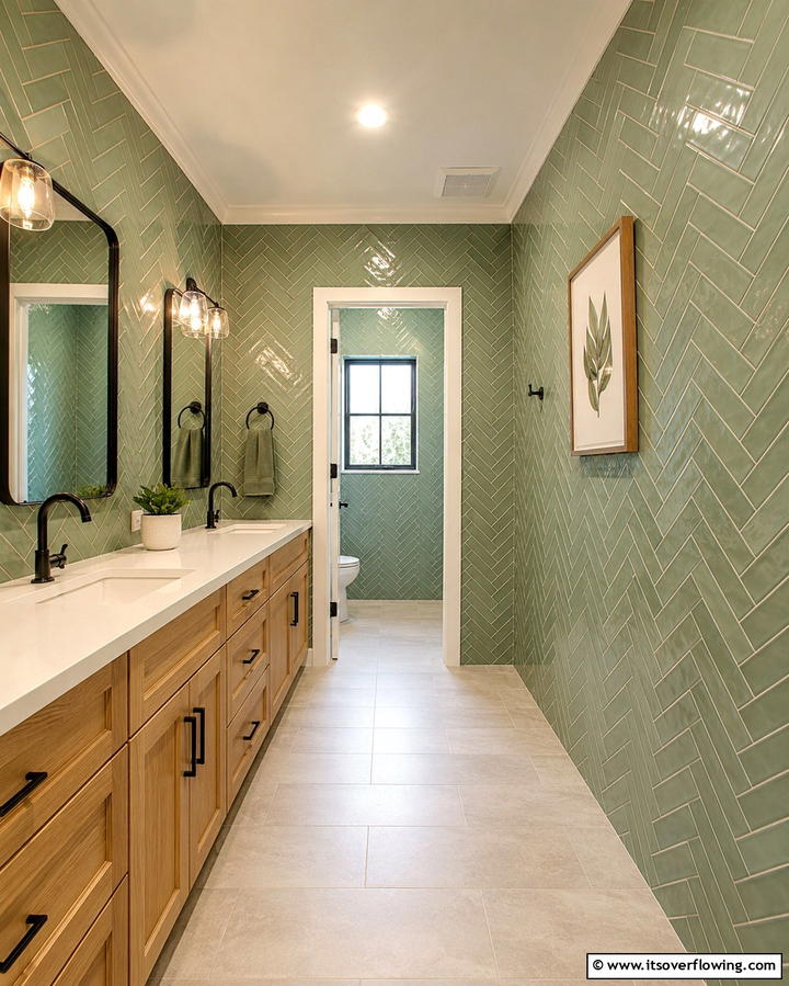 Green Ceramic Tiles - 25 Green Hallway Ideas for a Fresh and Inviting Home