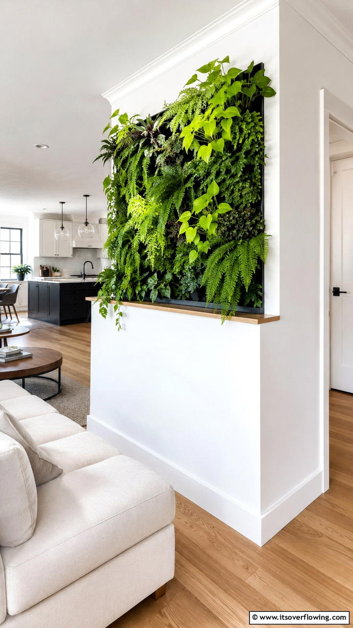 Green Living Wall - 30 Half Wall Ideas- Modern Room Dividers & Design Tricks