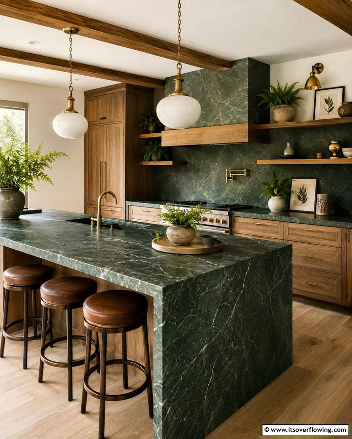 Green Marble Countertop - 25 Marble Kitchen Countertops for Elegant Homes