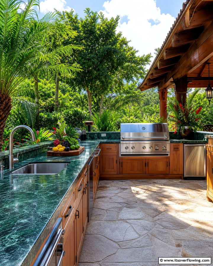 Green Marble in Outdoor Kitchens - 20 Green Marble Countertop Design Ideas for Kitchens