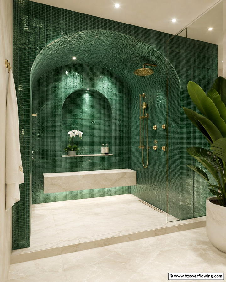 Green Mosaic Tiles for a Luxurious Spa Look - 30 Green Tile Bathroom Inspiration Ideas for Bold Spaces