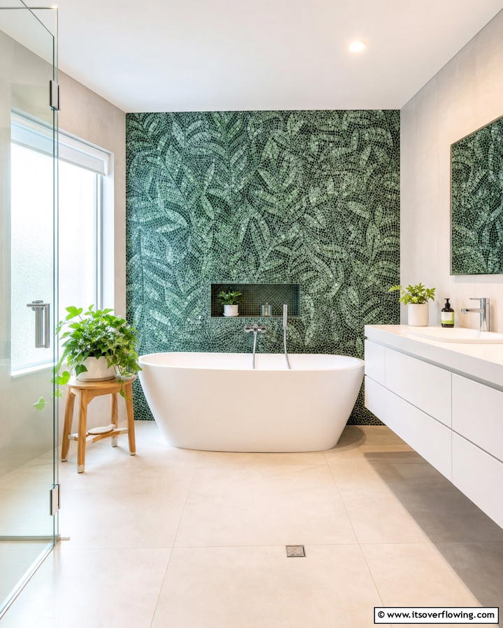 Green Mosaic Tiles - 20 Forest Green Bathroom Ideas for a Nature-Inspired Retreat