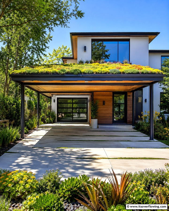 Green Roof Car Porch - 25 Car Porch Design Ideas for a Welcoming Entrance