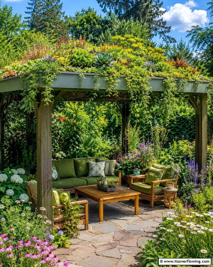 Green Roofing with Plants - 25 Pergola Roof Ideas to Enhance Your Outdoor Living Space
