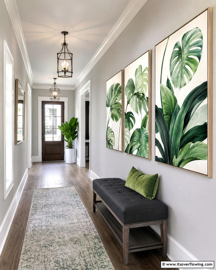 Green Themed Artwork - 25 Green Hallway Ideas for a Fresh and Inviting Home