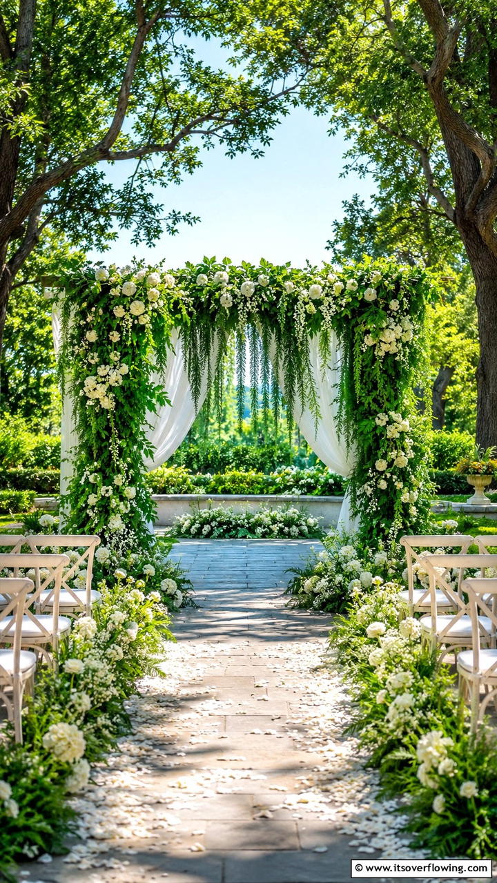 Green Themed Ceremony Backdrops - 30 Emerald Green Wedding Ideas for Luxurious Celebrations