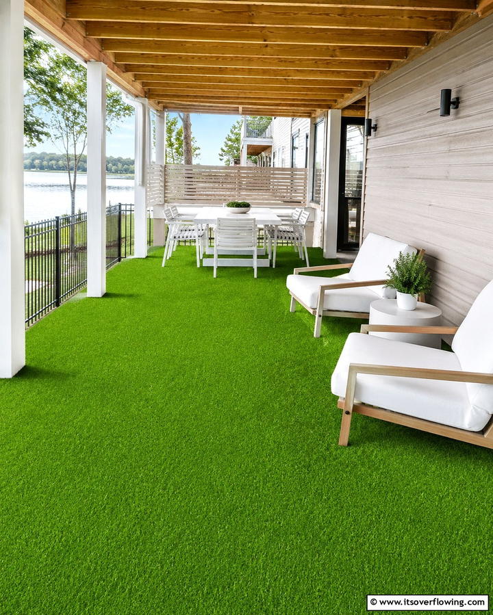 Green Turf Flooring - 25 Under Deck Landscaping Ideas for Hidden Spaces