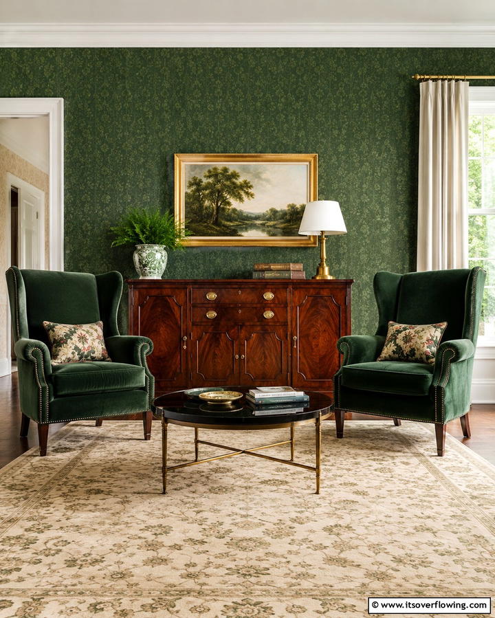 Green Vintage Revival - 30 Forest Green Living Room Ideas for Nature-Inspired Interiors