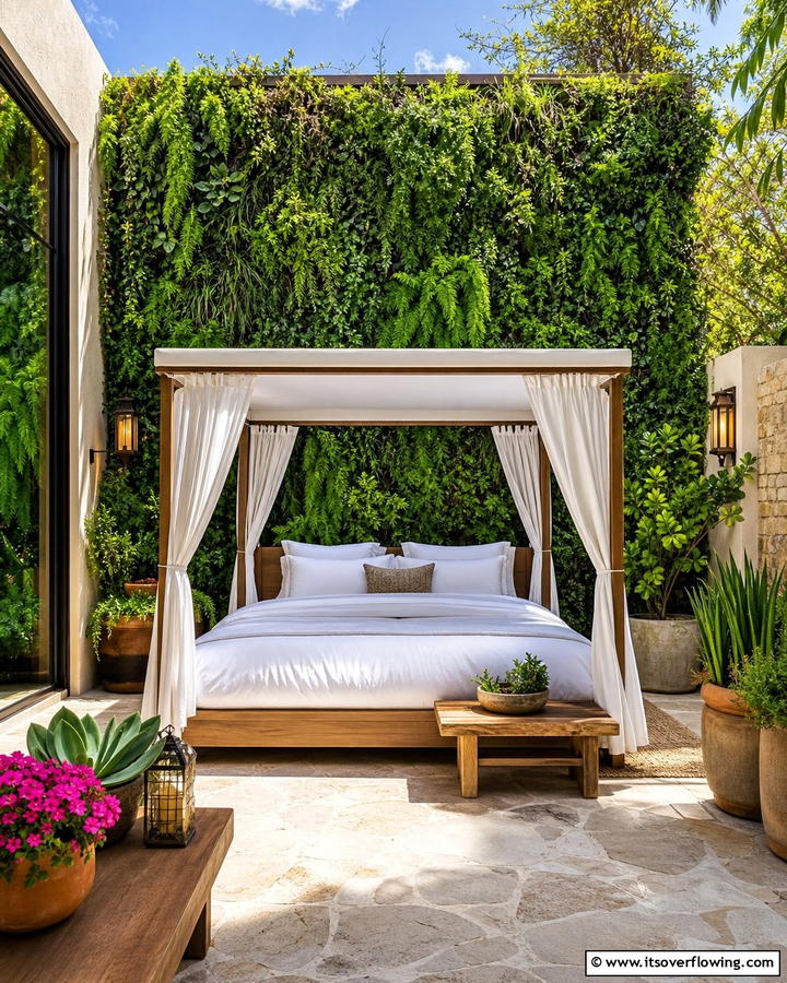 Green Wall Backdrops - 20 Outdoor Bedroom Ideas for a Relaxing Retreat