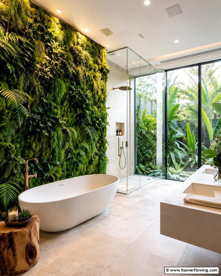 Green Walls - 25 Natural Bathroom Ideas for a Spa-Like Retreat at Home
