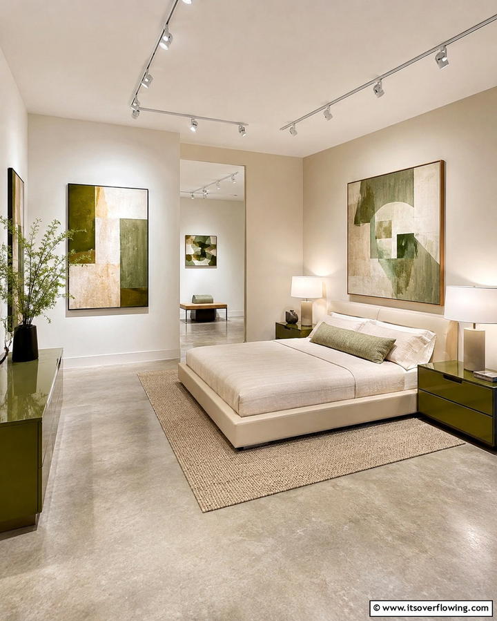 Green and Beige Artwork for Visual Interest - 25 Serene Green and Beige Bedroom Design Ideas