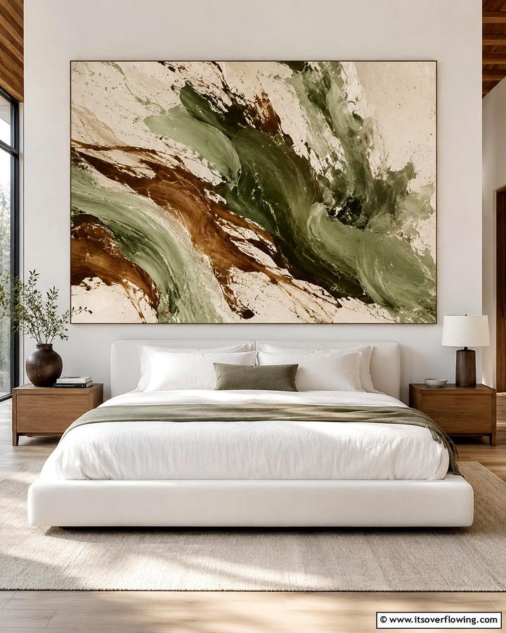 Green and Brown Abstract Art - 25 Green and Brown Bedroom Ideas for Earthy Vibes