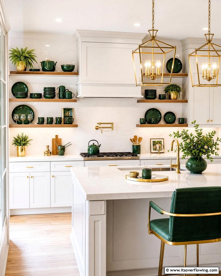 Green and Gold Kitchen Accessories - 20 Forest Green Kitchen Ideas for a Bold and Vibrant Look