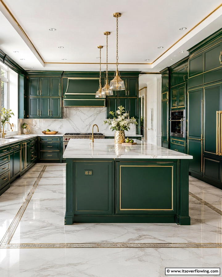 Green and Gold Luxe - 25 Two-Tone Kitchen Cabinet Ideas for a Modern Look