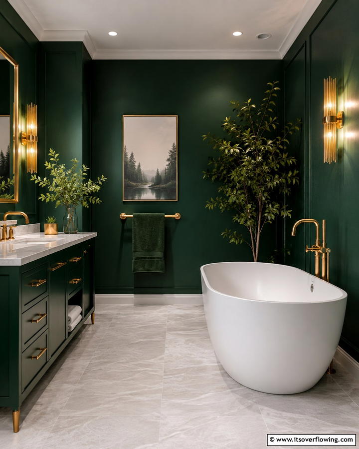 Green and Gold Shower Enclosures - 25 Luxurious Green and Gold Bathroom Design Ideas