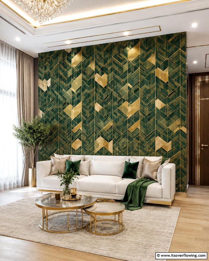 Green and Gold Wallpaper - 25 Green and Gold Living Room Ideas for Luxury