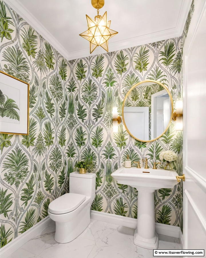Green and Grey Patterned Wallpaper - 20 Green and Grey Bathroom Ideas for a Modern Look