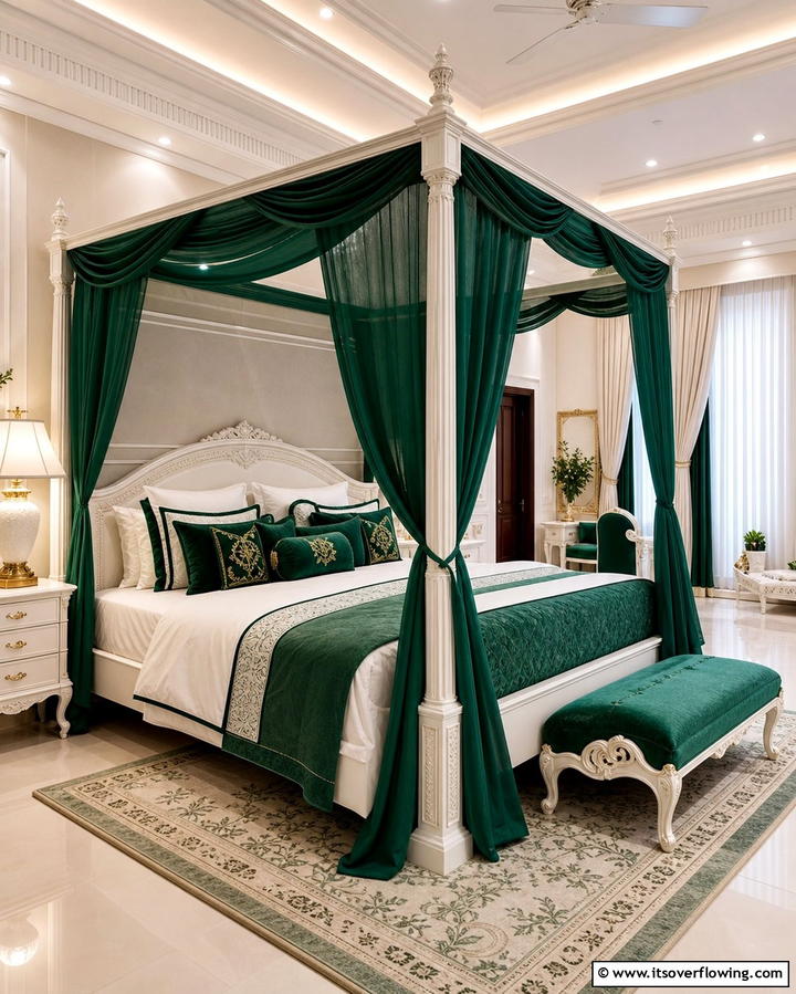 Green and White Canopy Beds - 25 Green and White Bedroom Ideas for Serenity