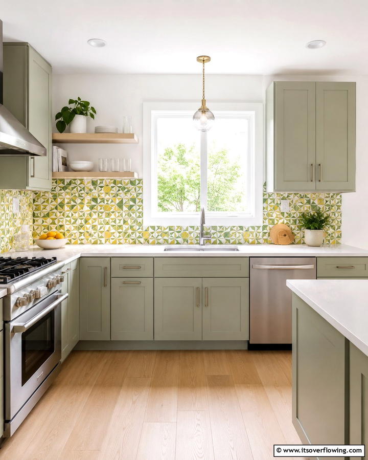 Green and Yellow Backsplash Harmony - 25 Green and Yellow Kitchen Ideas for Freshness