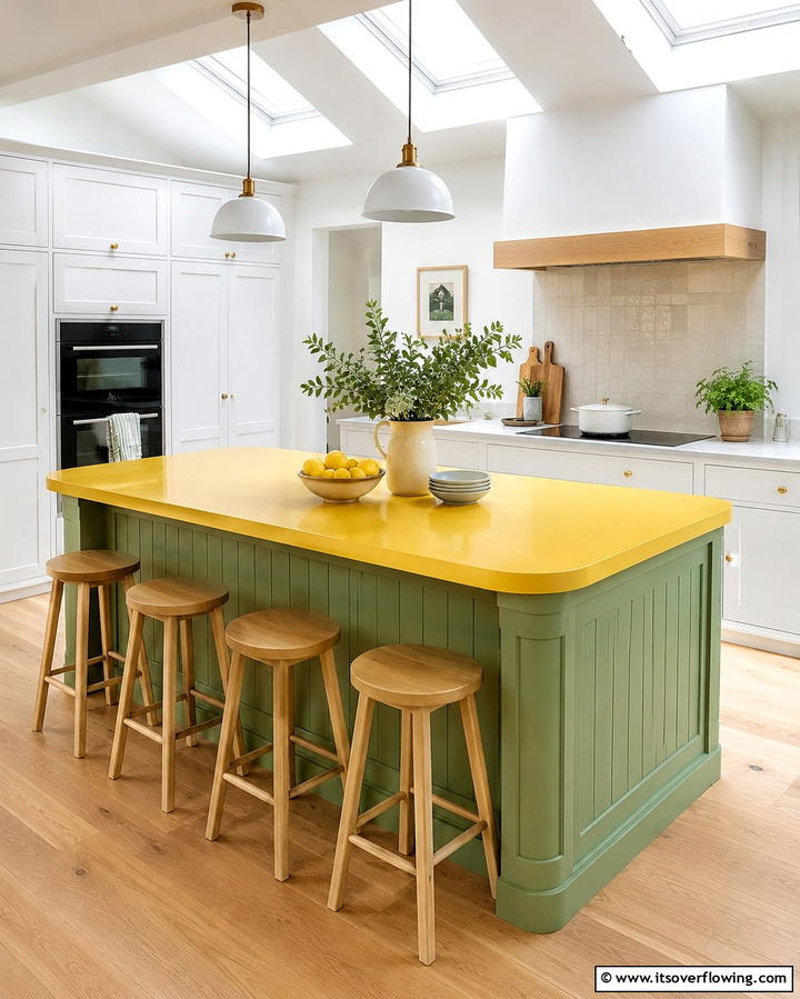 Green and Yellow Kitchen IslandOne - 25 Green and Yellow Kitchen Ideas for Freshness