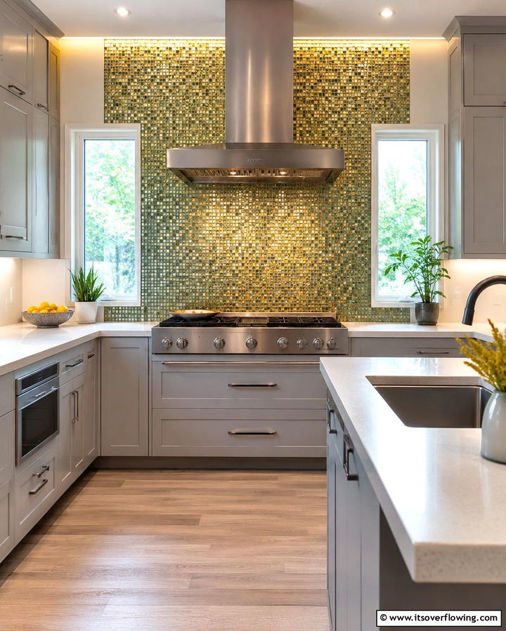 Green and Yellow Mosaic Backsplash - 25 Green and Yellow Kitchen Ideas for Freshness