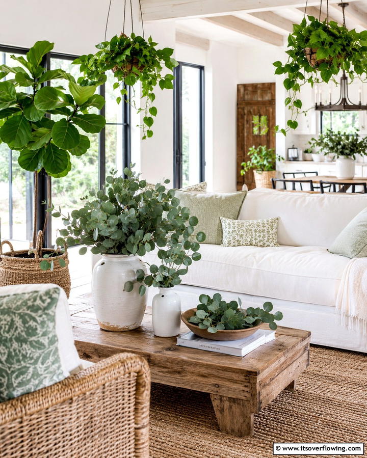 Greenery and Botanicals - 25 Joanna Gaines Living Room Ideas for Farmhouse Style